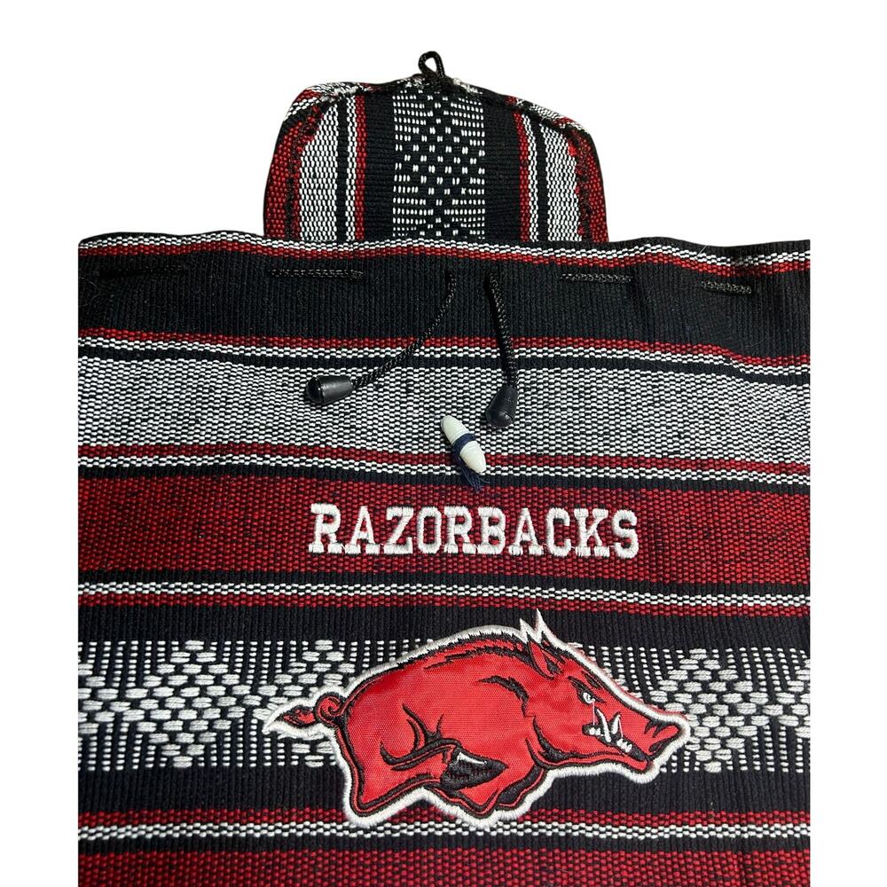 Mexican Woven Arkansas Razorbacks Drawstring Backpack NWOT 15x16 - Picture 2 of 4